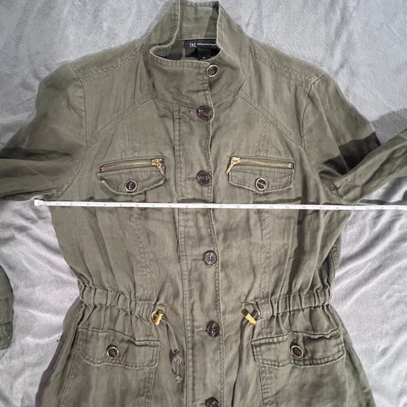 INC International Concepts Linen Army Green Safari Utility Jacket, Size Medium - Picture 9 of 10